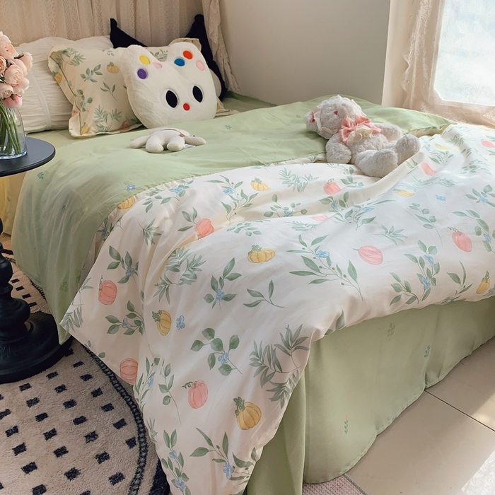 91家纺网 家纺一手货源 找家纺 莱豫家纺 2025春夏新款学生季全棉纯棉印花上下铺三件套学生宿舍三件套 轻婉花语