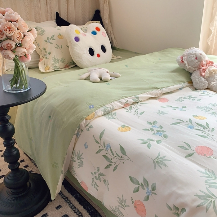 91家纺网 家纺一手货源 找家纺 莱豫家纺 2025春夏新款学生季全棉纯棉印花上下铺三件套学生宿舍三件套 轻婉花语