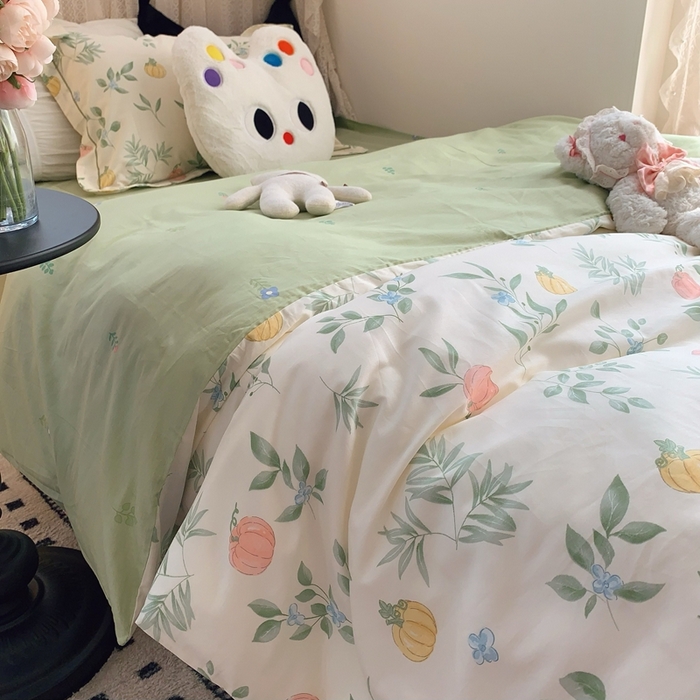 91家纺网 家纺一手货源 找家纺 莱豫家纺 2025春夏新款学生季全棉纯棉印花上下铺三件套学生宿舍三件套 轻婉花语