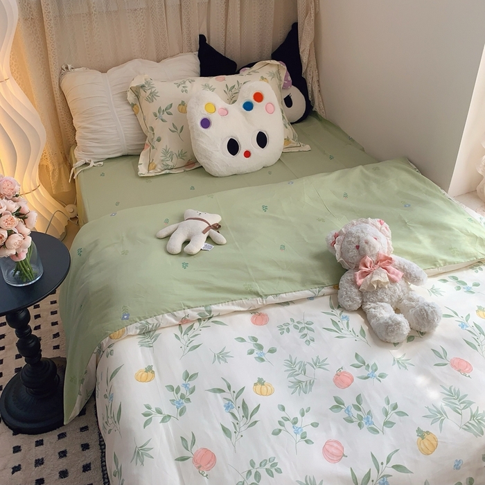 91家纺网 家纺一手货源 找家纺 莱豫家纺 2025春夏新款学生季全棉纯棉印花上下铺三件套学生宿舍三件套 轻婉花语