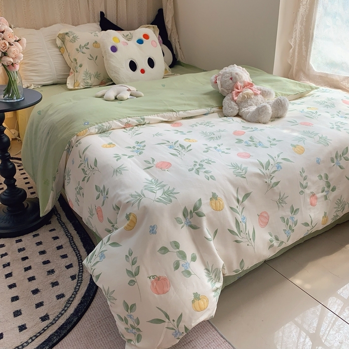 91家纺网 家纺一手货源 找家纺 莱豫家纺 2025春夏新款学生季全棉纯棉印花上下铺三件套学生宿舍三件套 轻婉花语