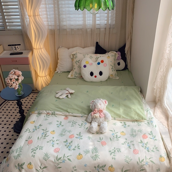 91家纺网 家纺一手货源 找家纺 莱豫家纺 2025春夏新款学生季全棉纯棉印花上下铺三件套学生宿舍三件套 轻婉花语