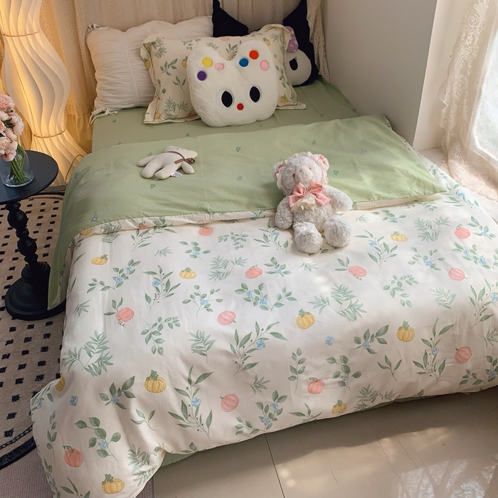 91家纺网 家纺一手货源 找家纺 莱豫家纺 2025春夏新款学生季全棉纯棉印花上下铺三件套学生宿舍三件套 轻婉花语