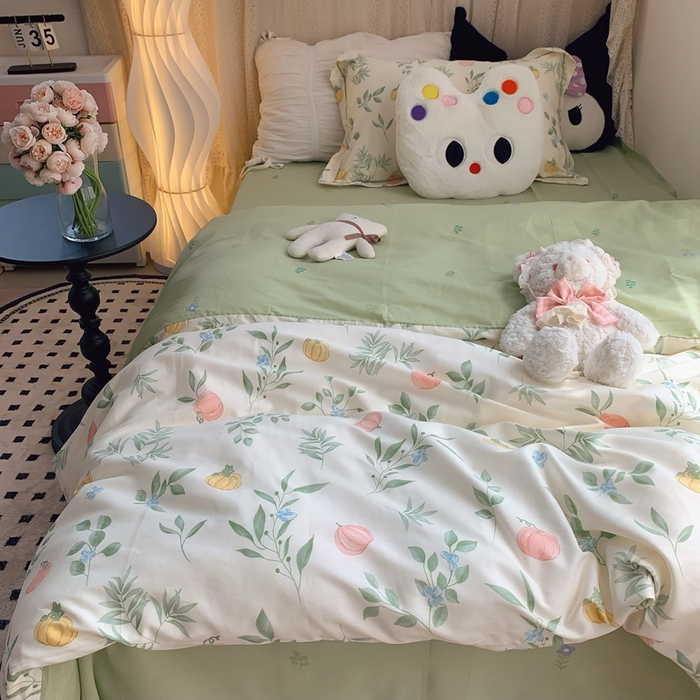 91家纺网 家纺一手货源 找家纺 莱豫家纺 2025春夏新款学生季全棉纯棉印花上下铺三件套学生宿舍三件套 轻婉花语