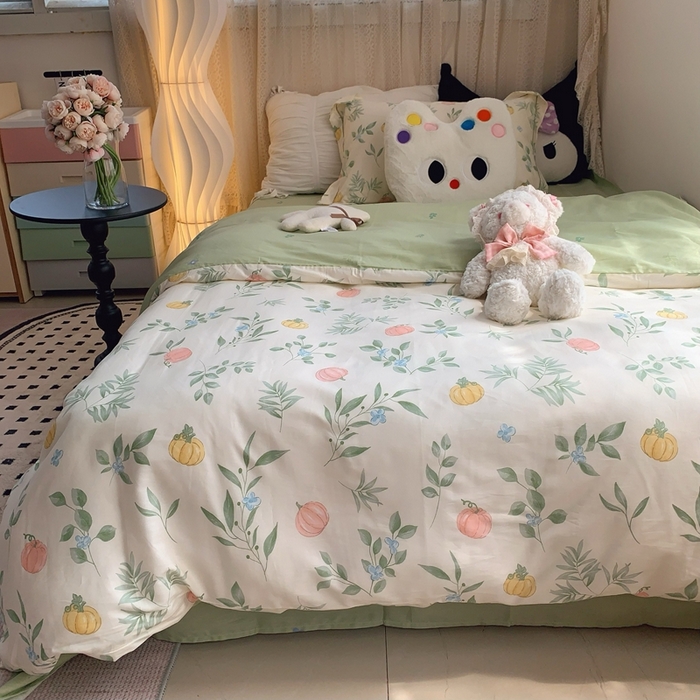 91家纺网 家纺一手货源 找家纺 莱豫家纺 2025春夏新款学生季全棉纯棉印花上下铺三件套学生宿舍三件套 轻婉花语