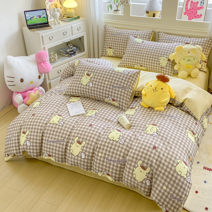 91家纺网 家纺一手货源 找家纺 博雅 2025新款全棉三丽鸥全棉四件套-小版 巧克力布丁狗