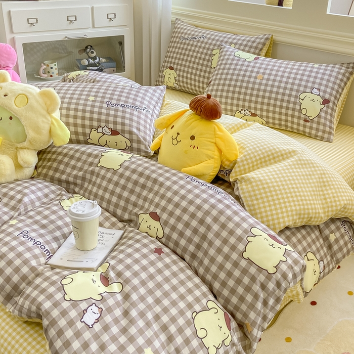 91家纺网 家纺一手货源 找家纺 博雅 2025新款全棉三丽鸥全棉四件套-小版 巧克力布丁狗