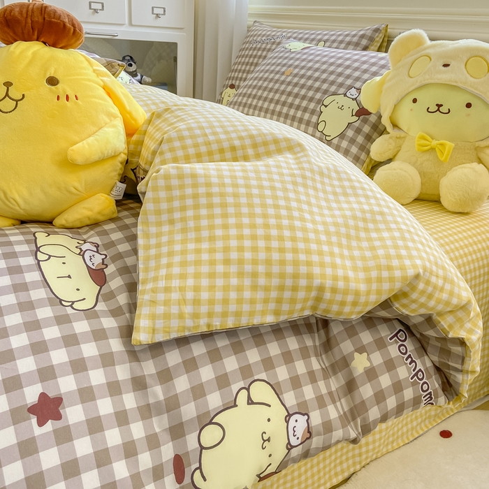 91家纺网 家纺一手货源 找家纺 博雅 2025新款全棉三丽鸥全棉四件套-小版 巧克力布丁狗