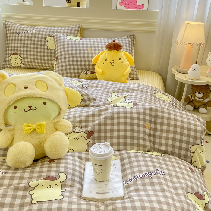 91家纺网 家纺一手货源 找家纺 博雅 2025新款全棉三丽鸥全棉四件套-小版 巧克力布丁狗