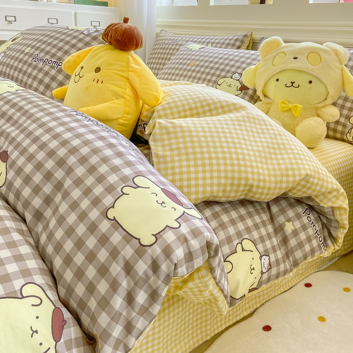 91家纺网 家纺一手货源 找家纺 博雅 2025新款全棉三丽鸥全棉四件套-小版 巧克力布丁狗