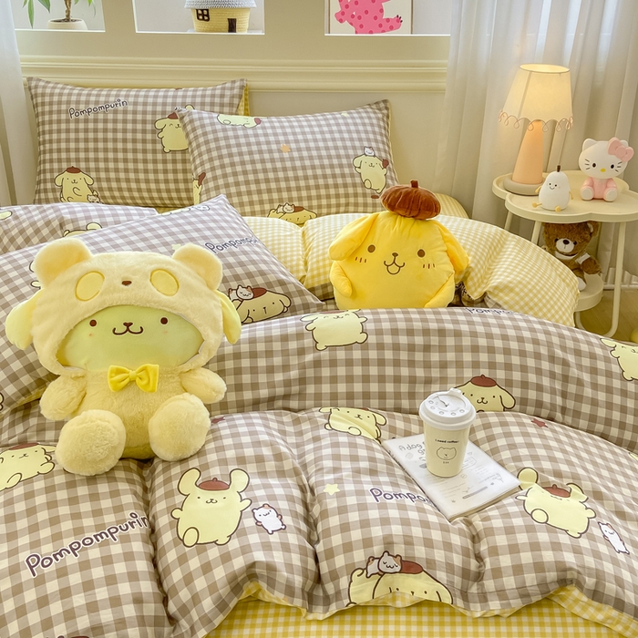 91家纺网 家纺一手货源 找家纺 博雅 2025新款全棉三丽鸥全棉四件套-小版 巧克力布丁狗