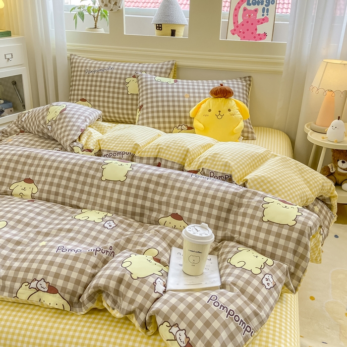 91家纺网 家纺一手货源 找家纺 博雅 2025新款全棉三丽鸥全棉四件套-小版 巧克力布丁狗