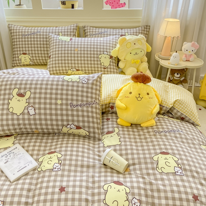 91家纺网 家纺一手货源 找家纺 博雅 2025新款全棉三丽鸥全棉四件套-小版 巧克力布丁狗