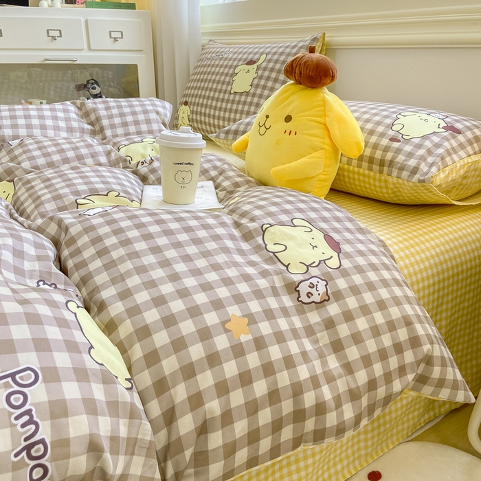 91家纺网 家纺一手货源 找家纺 博雅 2025新款全棉三丽鸥全棉四件套-小版 巧克力布丁狗