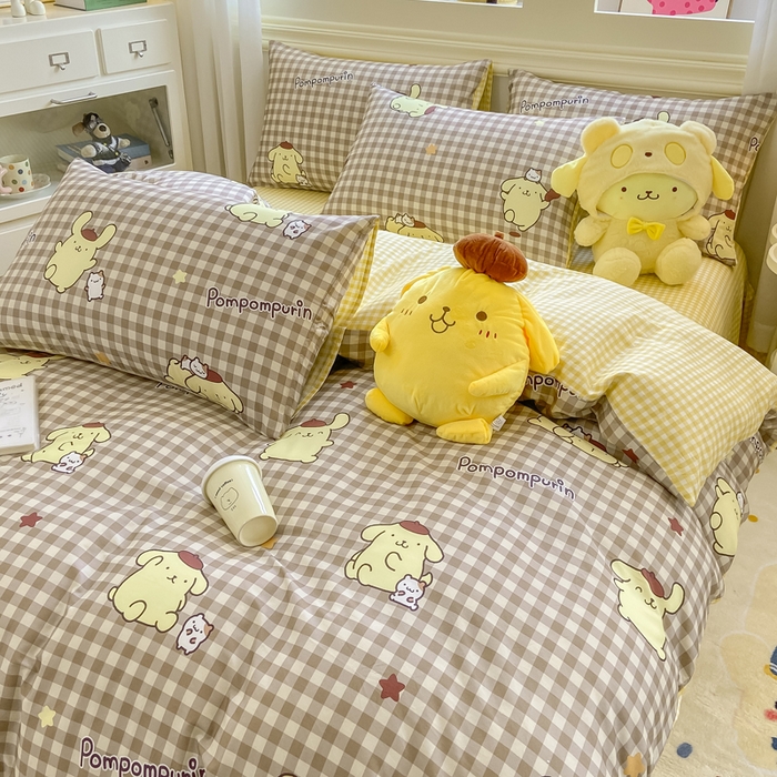 91家纺网 家纺一手货源 找家纺 博雅 2025新款全棉三丽鸥全棉四件套-小版 巧克力布丁狗