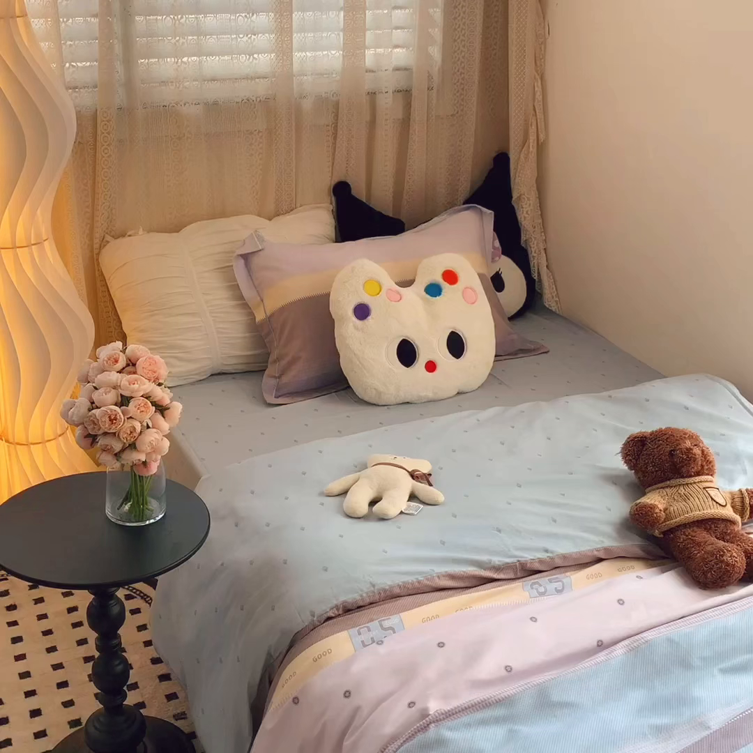 91家纺网 家纺一手货源 找家纺 莱豫家纺 2025春夏新款学生季全棉纯棉印花上下铺三件套学生宿舍三件套 条纹故事