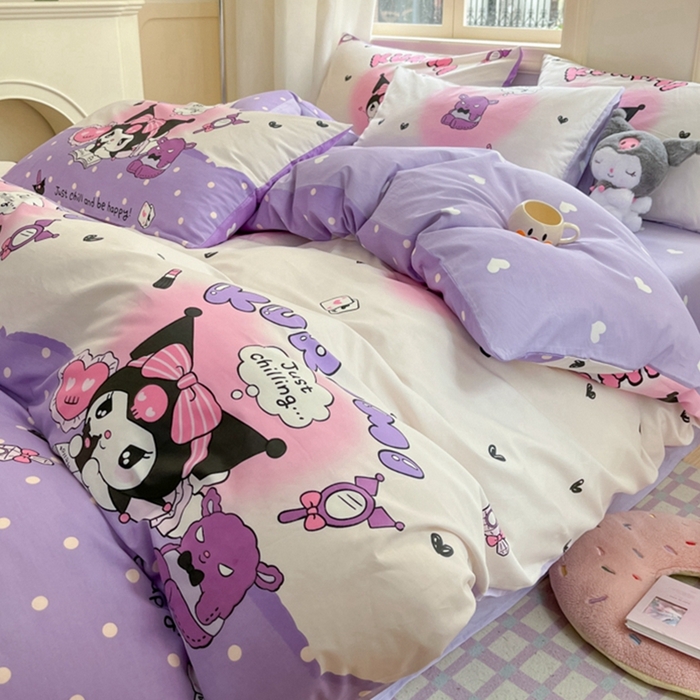 91家纺网 家纺一手货源 找家纺 博雅 2025新款全棉三丽鸥全棉四件套-小版 梦想库洛米AB版