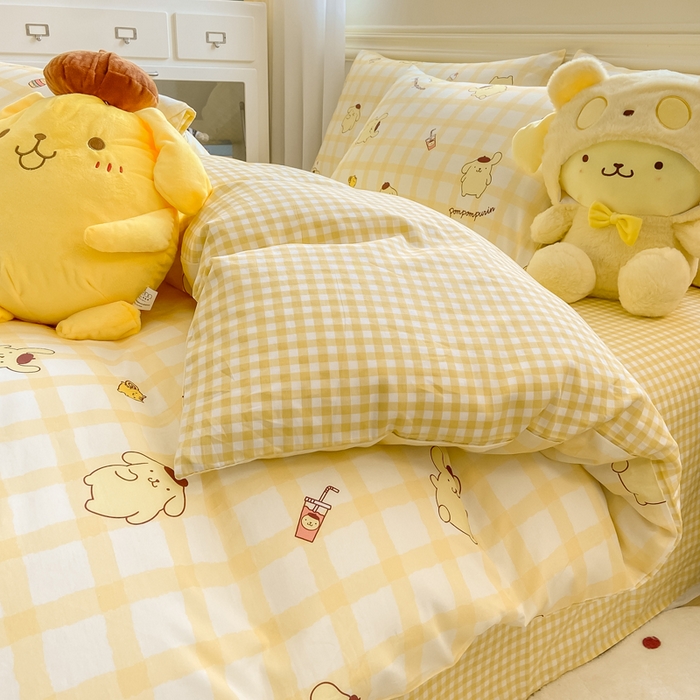 91家纺网 家纺一手货源 找家纺 博雅 2025新款全棉三丽鸥全棉四件套-小版 美食布丁狗