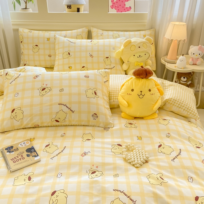 91家纺网 家纺一手货源 找家纺 博雅 2025新款全棉三丽鸥全棉四件套-小版 美食布丁狗