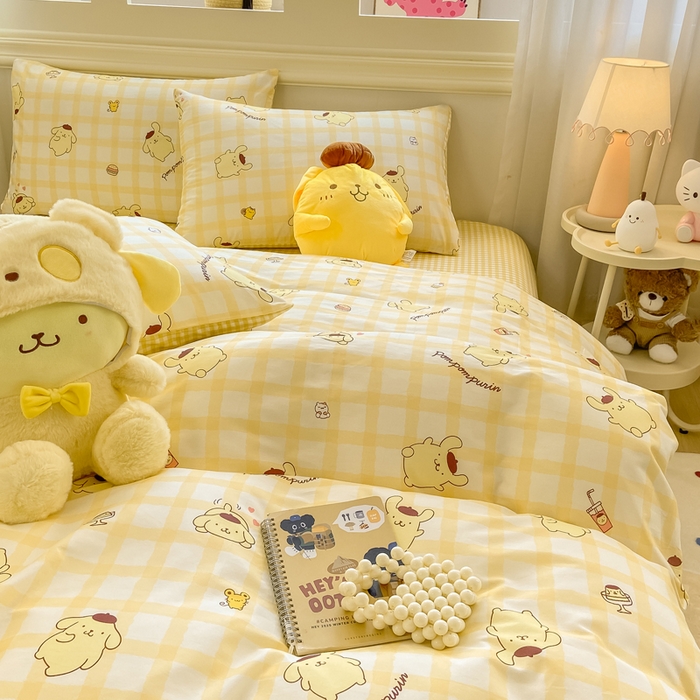 91家纺网 家纺一手货源 找家纺 博雅 2025新款全棉三丽鸥全棉四件套-小版 美食布丁狗