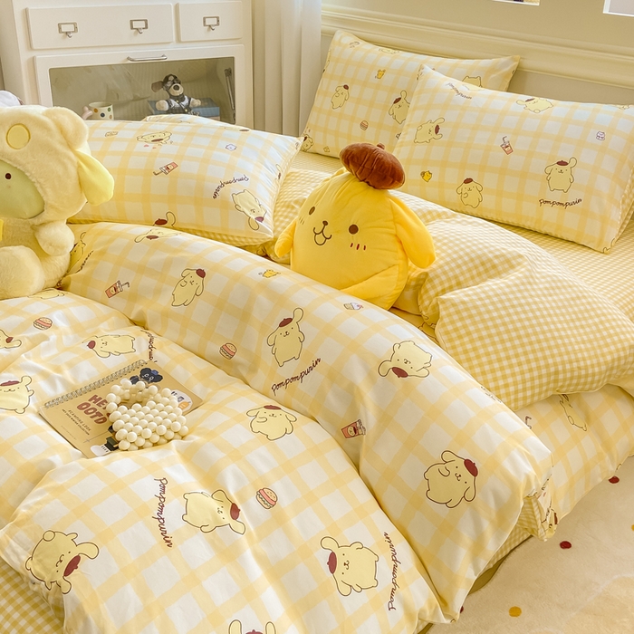 91家纺网 家纺一手货源 找家纺 博雅 2025新款全棉三丽鸥全棉四件套-小版 美食布丁狗