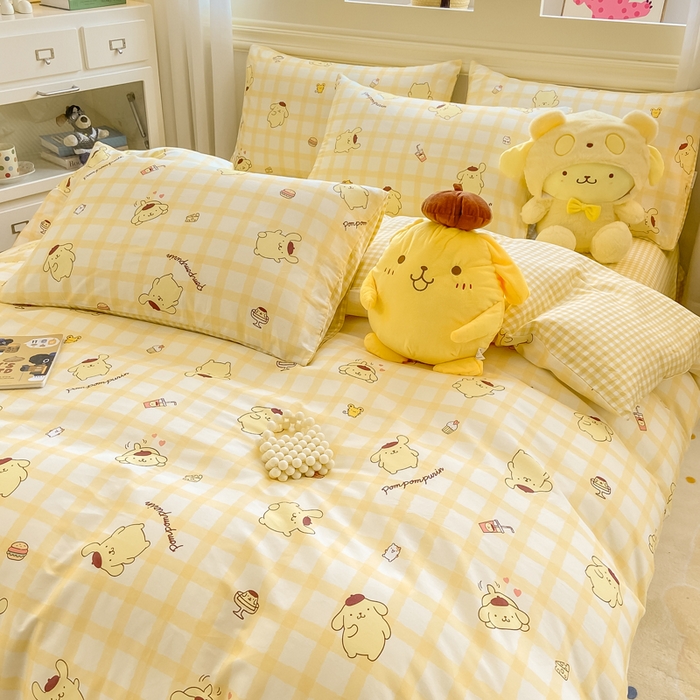 91家纺网 家纺一手货源 找家纺 博雅 2025新款全棉三丽鸥全棉四件套-小版 美食布丁狗