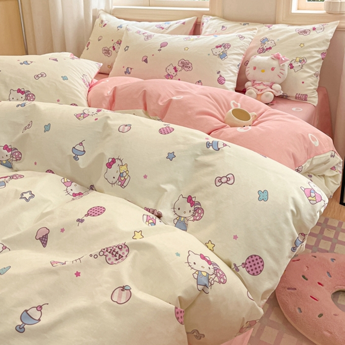 91家纺网 家纺一手货源 找家纺 博雅 2025新款全棉三丽鸥全棉四件套-小版 美美KT