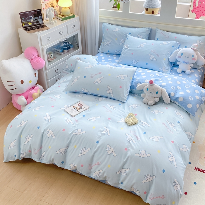 91家纺网 家纺一手货源 找家纺 博雅 2025新款全棉三丽鸥全棉四件套-小版 满版玉桂狗