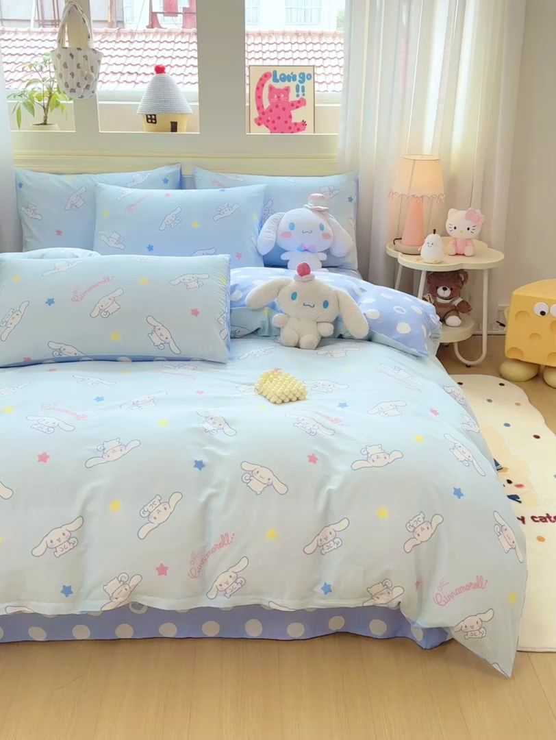 91家纺网 家纺一手货源 找家纺 博雅 2025新款全棉三丽鸥全棉四件套-小版 满版玉桂狗