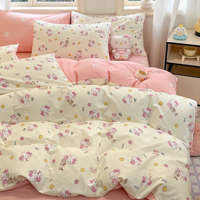 91家纺网 家纺一手货源 找家纺 博雅 2025新款全棉三丽鸥全棉四件套-小版 可爱KT