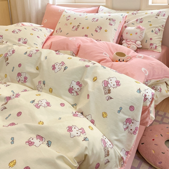 91家纺网 家纺一手货源 找家纺 博雅 2025新款全棉三丽鸥全棉四件套-小版 可爱KT