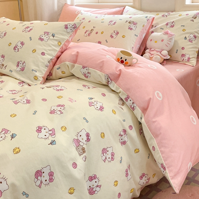 91家纺网 家纺一手货源 找家纺 博雅 2025新款全棉三丽鸥全棉四件套-小版 可爱KT