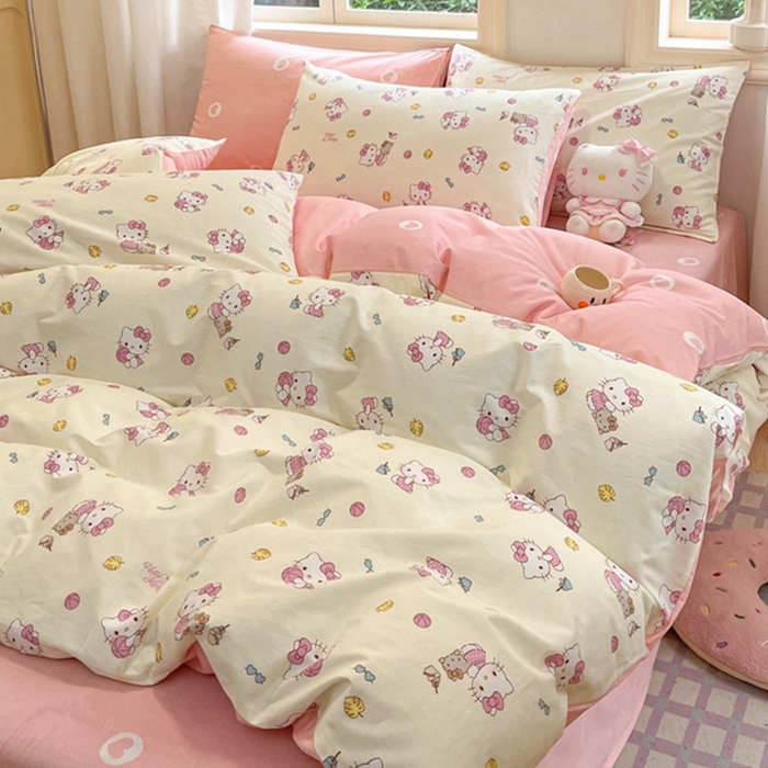 91家纺网 家纺一手货源 找家纺 博雅 2025新款全棉三丽鸥全棉四件套-小版 可爱KT