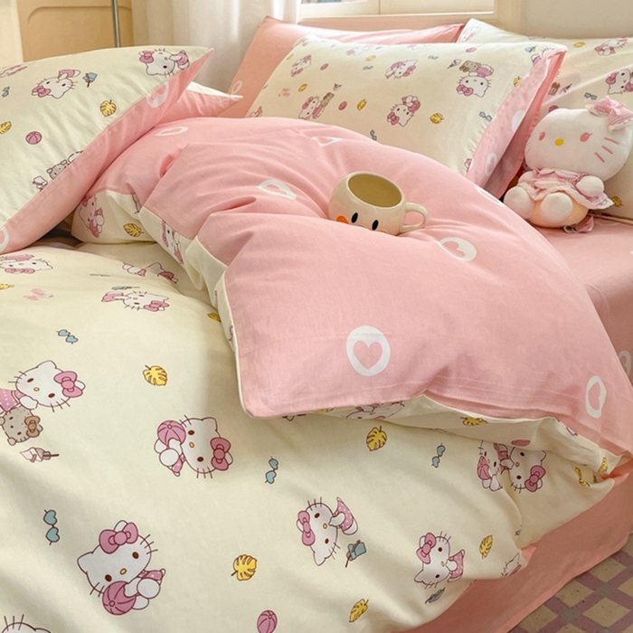 91家纺网 家纺一手货源 找家纺 博雅 2025新款全棉三丽鸥全棉四件套-小版 可爱KT