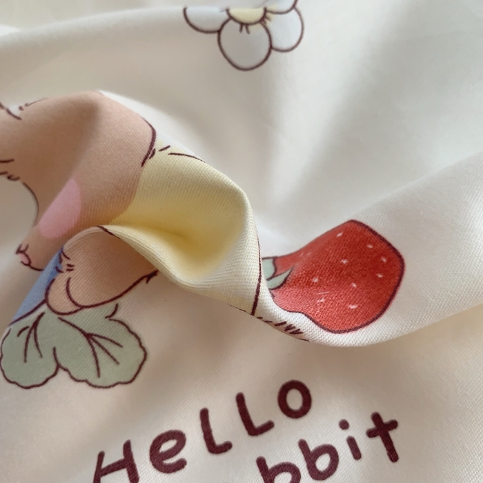 91家纺网 家纺一手货源 找家纺 莱豫家纺 2025春夏新款学生季全棉纯棉印花上下铺三件套学生宿舍三件套 元气小兔