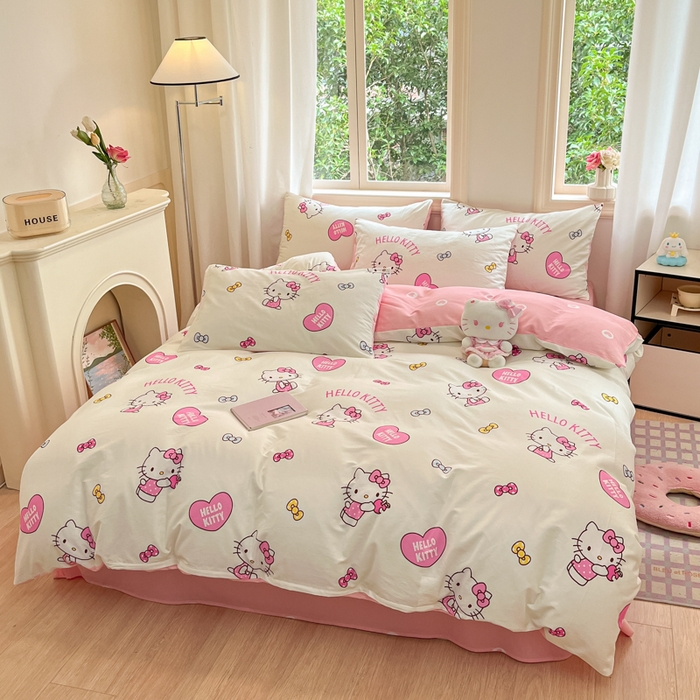 91家纺网 家纺一手货源 找家纺 博雅 2025新款全棉三丽鸥全棉四件套-小版 蝴蝶结KT