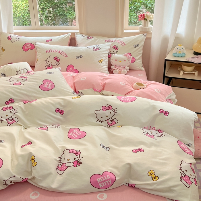 91家纺网 家纺一手货源 找家纺 博雅 2025新款全棉三丽鸥全棉四件套-小版 蝴蝶结KT