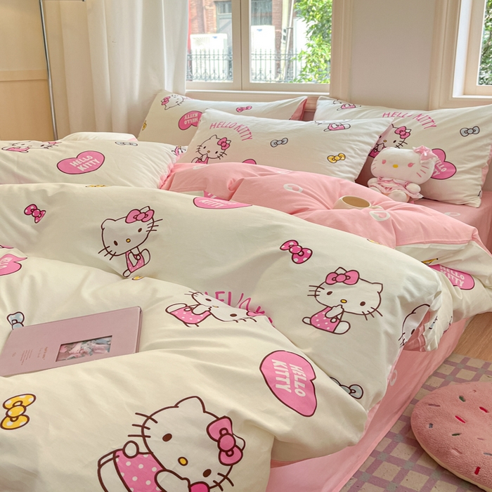 91家纺网 家纺一手货源 找家纺 博雅 2025新款全棉三丽鸥全棉四件套-小版 蝴蝶结KT