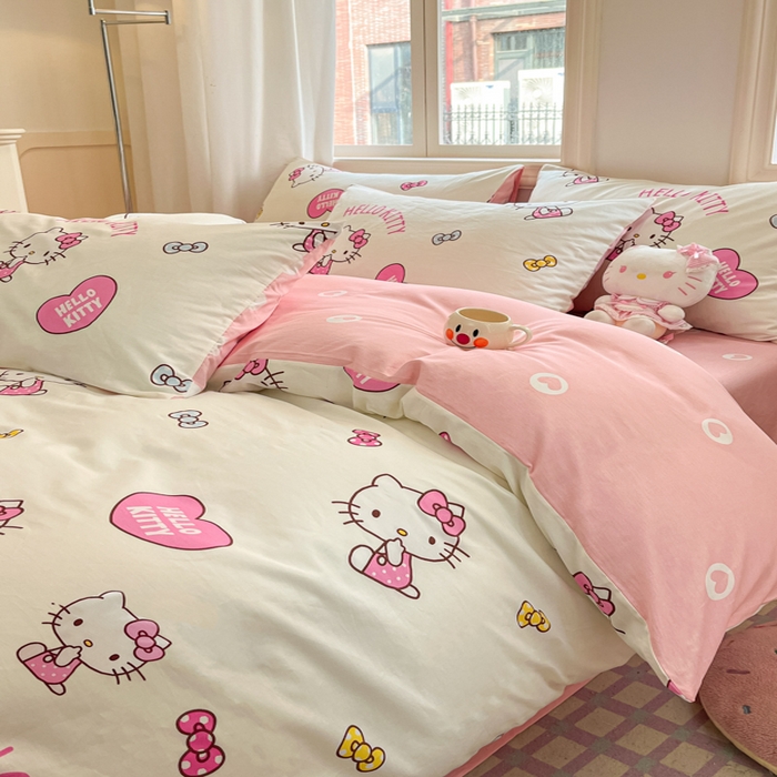 91家纺网 家纺一手货源 找家纺 博雅 2025新款全棉三丽鸥全棉四件套-小版 蝴蝶结KT