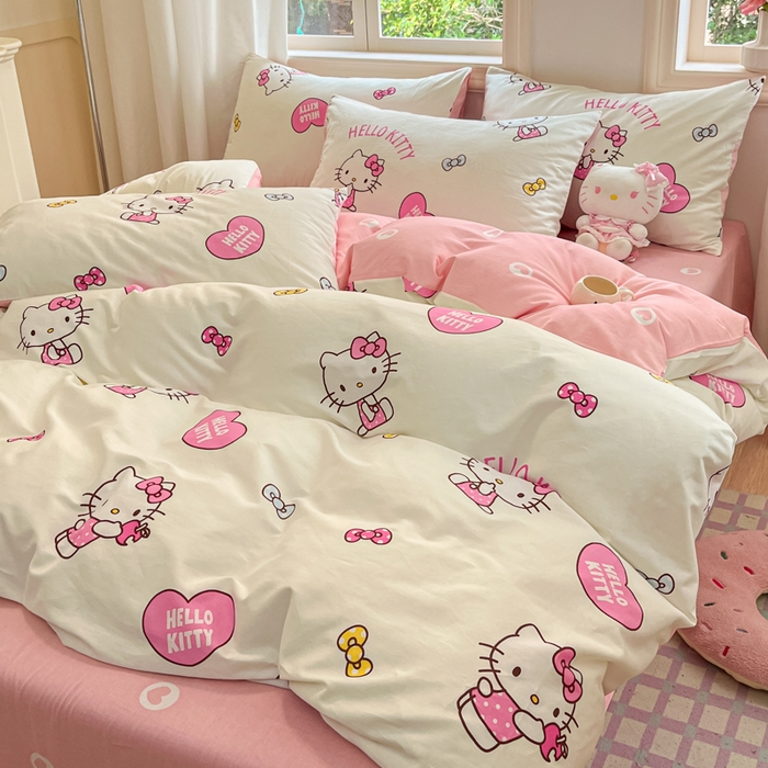 91家纺网 家纺一手货源 找家纺 博雅 2025新款全棉三丽鸥全棉四件套-小版 蝴蝶结KT