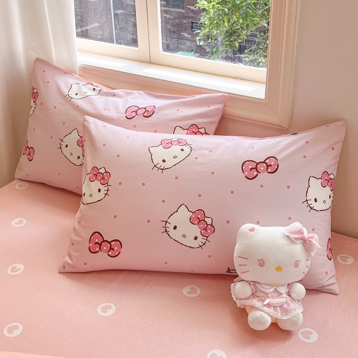 91家纺网 家纺一手货源 找家纺 博雅 2025新款全棉三丽鸥全棉四件套-小版 粉色蝴蝶结KT