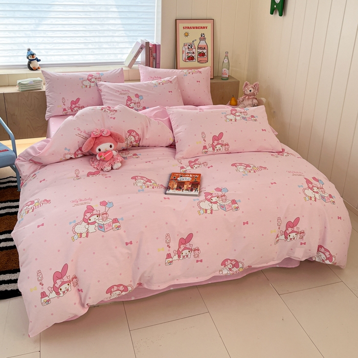 91家纺网 家纺一手货源 找家纺 博雅 2025新款全棉三丽鸥全棉四件套-小版 粉色点点美乐蒂