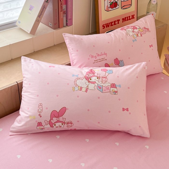 91家纺网 家纺一手货源 找家纺 博雅 2025新款全棉三丽鸥全棉四件套-小版 粉色点点美乐蒂