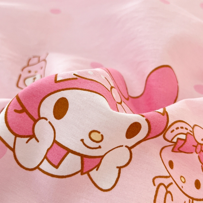 91家纺网 家纺一手货源 找家纺 博雅 2025新款全棉三丽鸥全棉四件套-小版 粉色点点美乐蒂