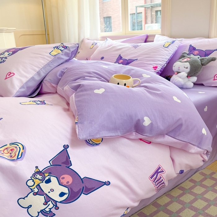 91家纺网 家纺一手货源 找家纺 博雅 2025新款全棉三丽鸥全棉四件套-小版 多彩库洛米AB版