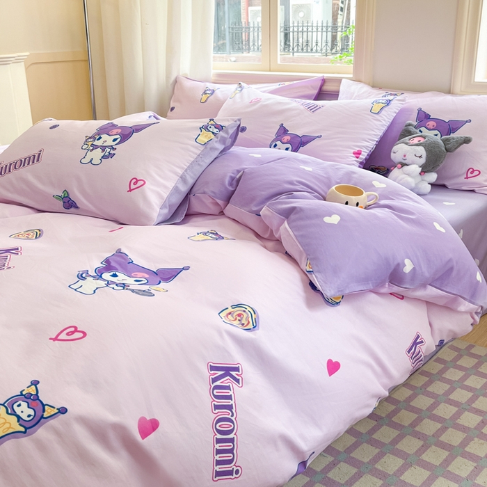 91家纺网 家纺一手货源 找家纺 博雅 2025新款全棉三丽鸥全棉四件套-小版 多彩库洛米AB版