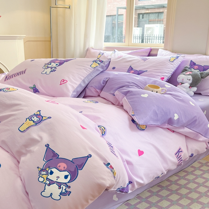 91家纺网 家纺一手货源 找家纺 博雅 2025新款全棉三丽鸥全棉四件套-小版 多彩库洛米AB版