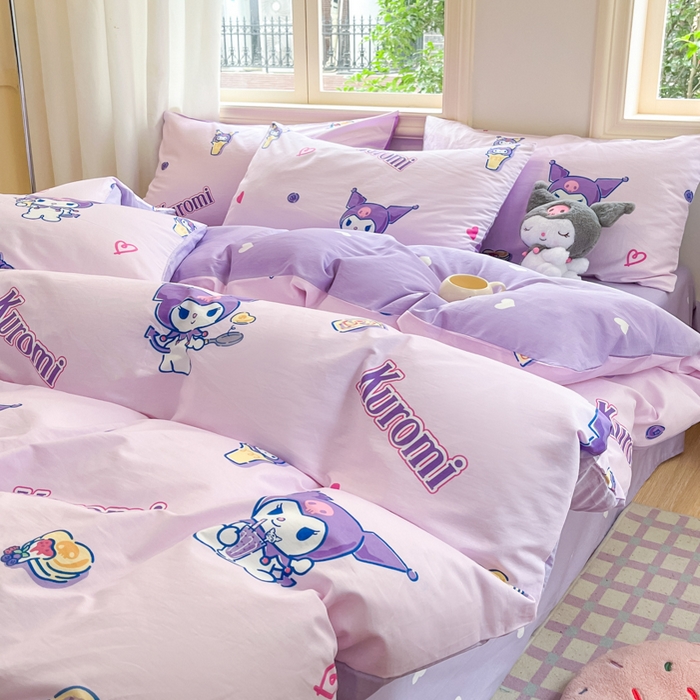 91家纺网 家纺一手货源 找家纺 博雅 2025新款全棉三丽鸥全棉四件套-小版 多彩库洛米AB版