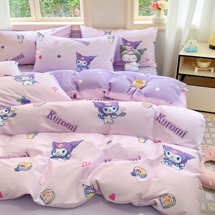 91家纺网 家纺一手货源 找家纺 博雅 2025新款全棉三丽鸥全棉四件套-小版 多彩库洛米AB版