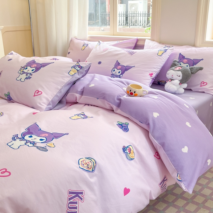 91家纺网 家纺一手货源 找家纺 博雅 2025新款全棉三丽鸥全棉四件套-小版 多彩库洛米AB版